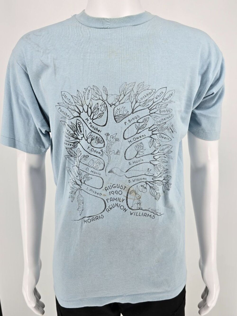 Distressed Vintage 1990 Morris Williams August Family Reunion T-Shirt (L/XL)